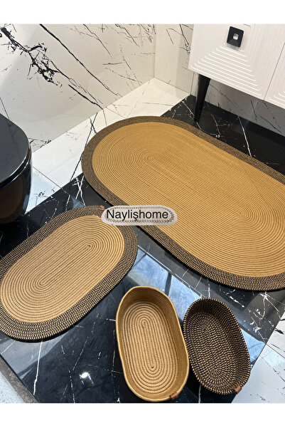 naylişhome 50x80 cm, 40x60 cm paspas 2 li oval sepet li banyo takımı. hediyel...