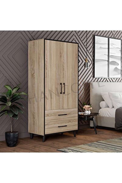 Chancolye Nova Elbise Dolabı 2 Kapaklı 2 Çekmeceli