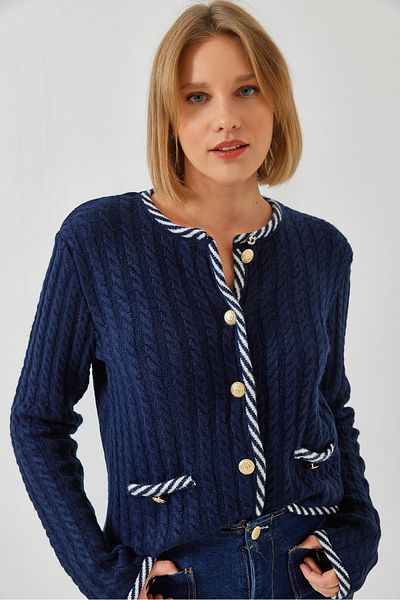 Bianco Lucci Dámská pletenina do vlasů pletená do kapes Cardigan 241083 60251984