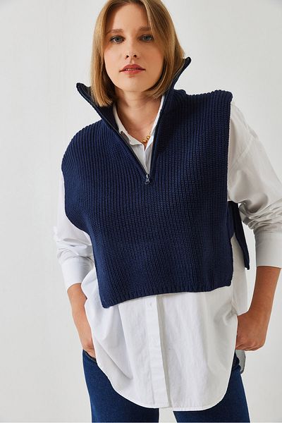 Bianco Lucci Women's Zippered Knitwear Sweater 60261018