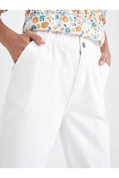 DeFacto Pantaloni din Gabardină Paperbag Buzunar cu talie înaltă Picior standard drept de bază