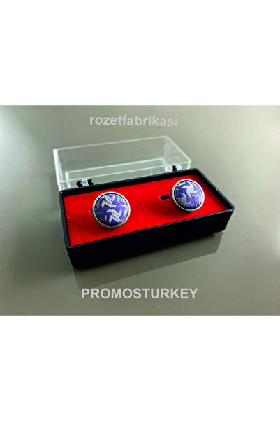 LİLA GİRİ KUMAŞ DESENLİ LÜKS KOL DÜĞMESİ