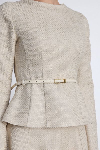 Manuka Bluză Tweed Bej - Detaliată Peplum