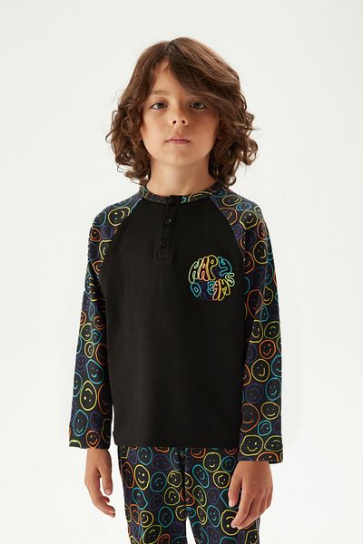 Nebbati Bg Store Gemustertes Pyjama-Set für Jungen Ns23fwn3801