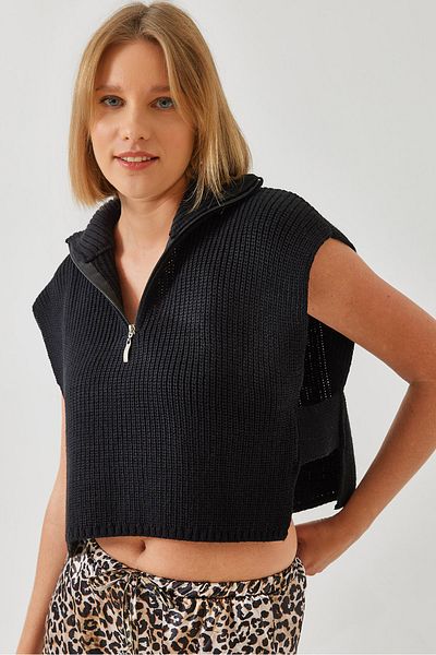 Bianco Lucci Women's Zippered Knitwear Sweater 60261018