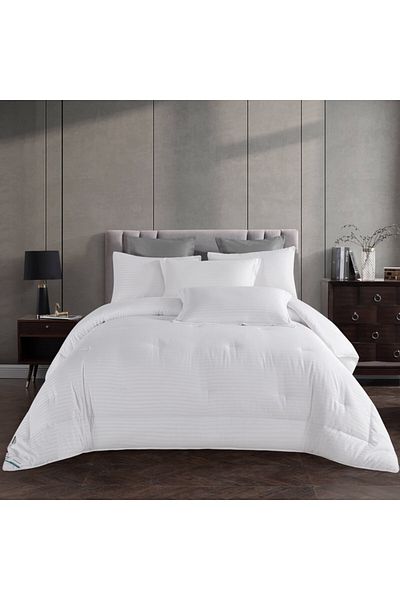 Donetella 6-Pcs King Size Striped Comforter 260x 240 cm With 350 GSM Filling