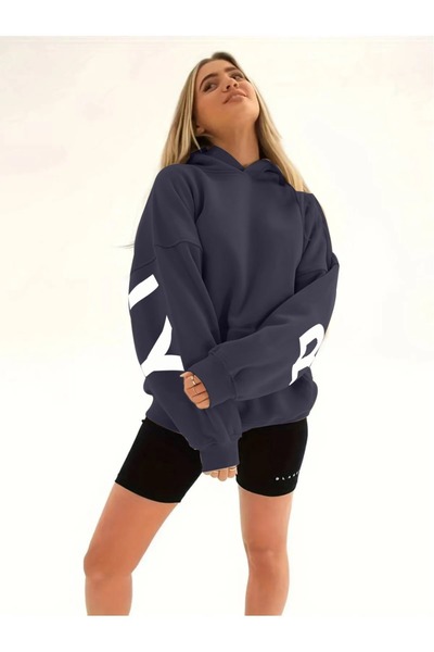 Machetta Unisex Büyük Beden  Blake Baskılı Kapüşonlu Oversize Sweatshirt Hoodie