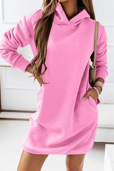 Kokosh moda Γυναικείο μακρυμάνικο φόρεμα με κουκούλα με δύο κλωστές