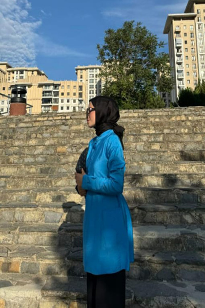 QLAY Blue Modal Belted Women's Tunic - Pocket Design