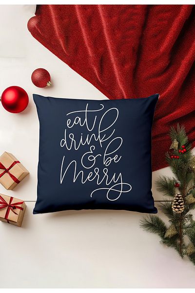 Filamente Christmas Themed Throw Pillow Cover / Christmas - Christmas Cushion Cover (Double-Sided Printed - Hidden Zipper)