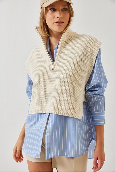 Bianco Lucci Women's Zippered Knitwear Sweater 60261018