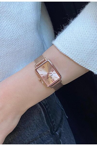 Daniel Klein Dke.1.10741 Dikdörtgen Kasa Hasır Kordon Minimal Tasarım Kadın Kol Saati