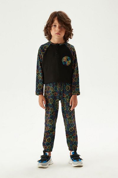 Nebbati Bg Store Gemustertes Pyjama-Set für Jungen Ns23fwn3801