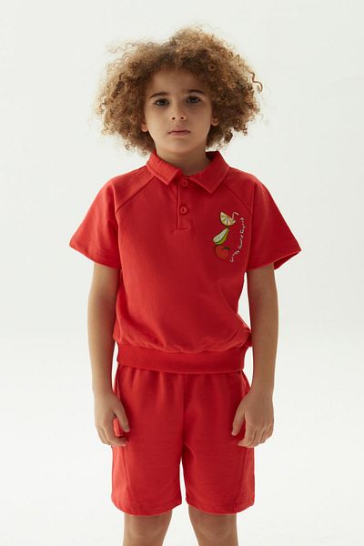Nebbati Tricou roșu cu gât polo pentru băiat