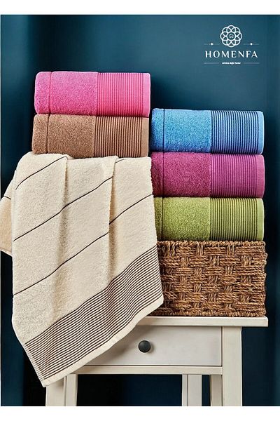 HOMENFA 6 Hand & Face Towels (100% Cotton, 50 X 90 cm)