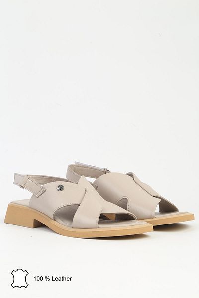 Pierre Cardin Μπεζ Γυναικεία Δερμάτινα Σανδάλια PCK-5017