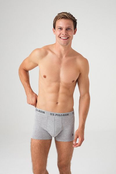 U.S. Polo Assn. Мъжки сиви меланжирани черни боксерки от 2 части