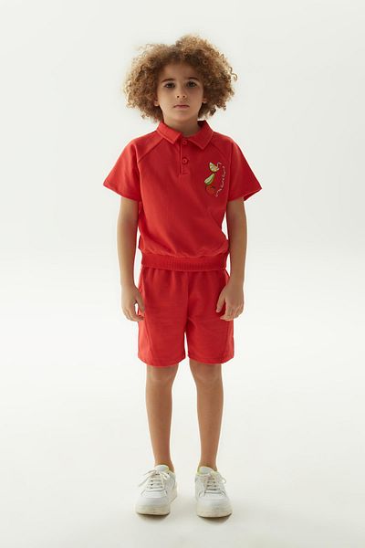 Nebbati Tricou roșu cu gât polo pentru băiat