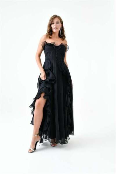 Dipmoda γυναικείο βραδινό φόρεμα από σιφόν janjan με λεπτομέρειες σε σχήμα κο...