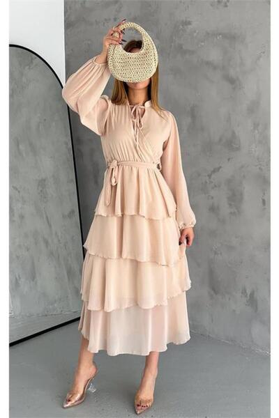 Dipmoda fustă de damă cu căptușeală cu straturi din șifon DPKKLF2041