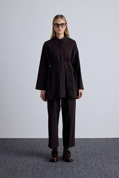 Manuka Bitter Brown Colored Wide Collar Tunic