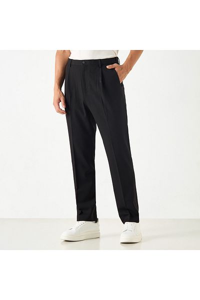 Iconic Solid Regular Fit Trousers With Flexi Waist And Pockets
