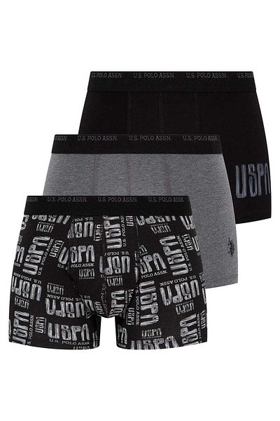 U.S. Polo Assn. Ανδρικό Anthracite Melange - Μαύρο - Grey Melange Boxer 3 τεμαχίων
