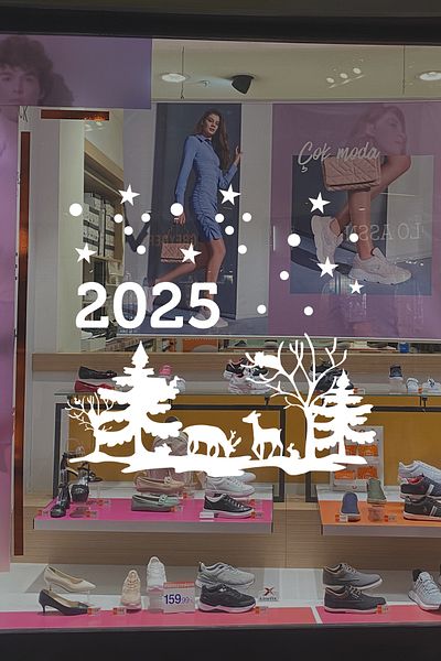 MIGNATIS Căprioare Pini Fulgi de zăpadă 2025 Scriere Decoratiuni de Anul Nou - Alb