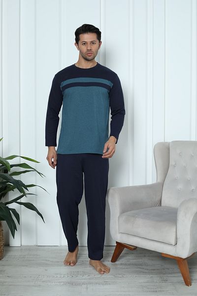 MİRELLA Men's Pieced Long Sleeve Combed Fabric Seasonal Pajama Set