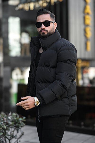 Fors Life Ανδρικό μαύρο παλτό με αδιάβροχο κομψό σχέδιο