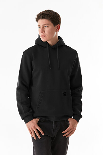 Fulla Moda Kangaroo Pocket Hooded Basic Sweatshirt - 3 Thread Hoodie