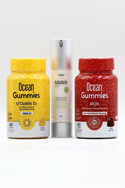 Ocean Gummies Demir D3 Vitamin Çiğneme Form ve Adaleb Plus