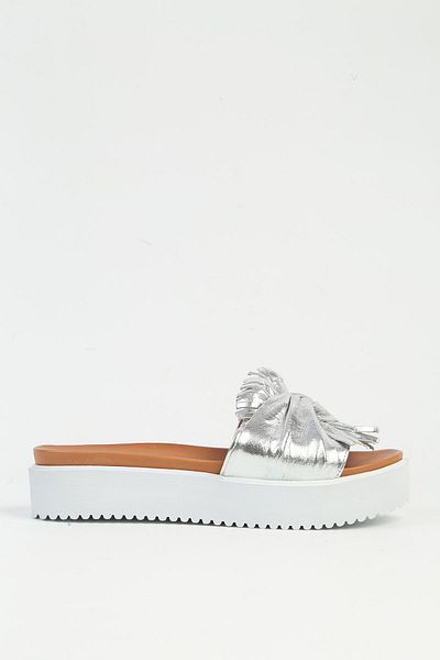 Pierre Cardin Pck-5018 Model Silver Women's Leather Slippers