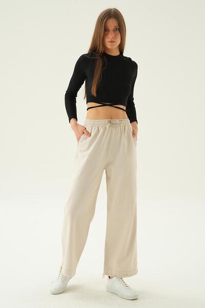 Rays Model 4760 Pantaloni de culoare piatră cu picioare largi