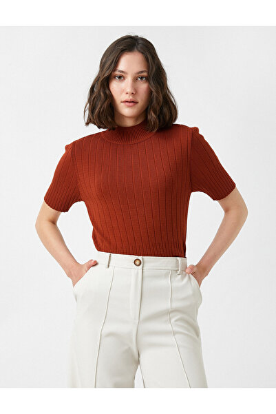 Koton Tricotaj cu guler înalt Mâneci scurte Cașmir texturat