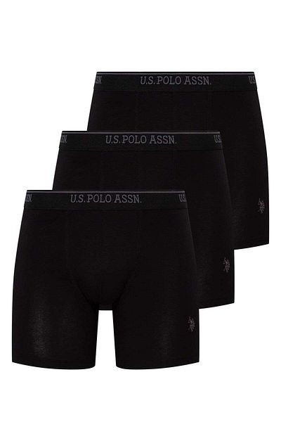 U.S. Polo Assn. Ανδρικό μαύρο μπόξερ 3 τεμαχίων με μακριά πόδια