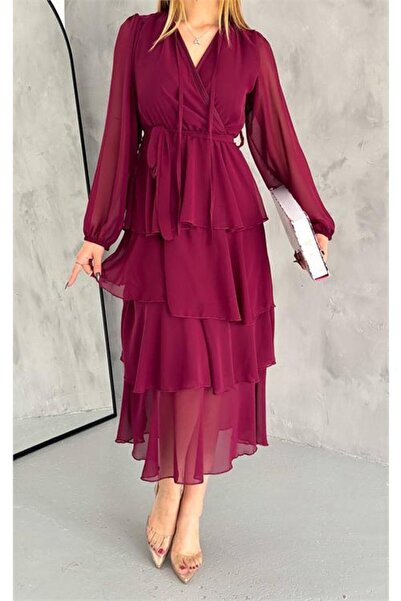 Dipmoda γυναικείο φόρεμα σιφόν με στρώσεις Με φόδρα DPKKLF2041