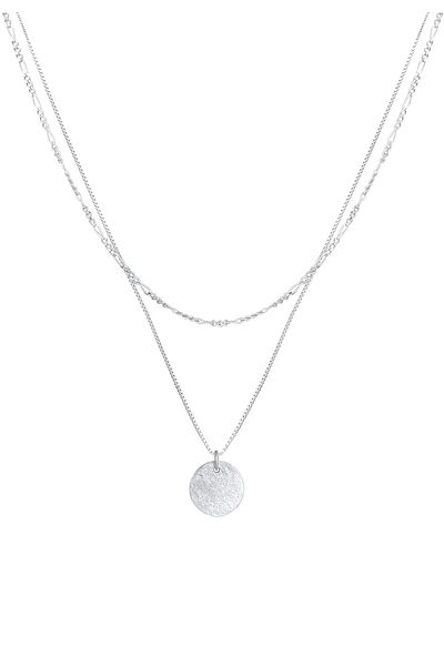 ELLI Halskette Halskette Layer Plättchen Figaro Boho 2-lagig 925 Silber