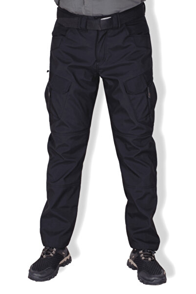 Diyeri Outdoor Pantolon Softshell Içi Polarlı Su Rüzgar Geçirmez Kışlık -Siyah