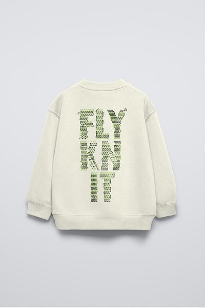 The Champ Clothing Hanorac supradimensionat pentru copii, crem, cu gâtul turn, cu scris pe spate, Fly Kn It