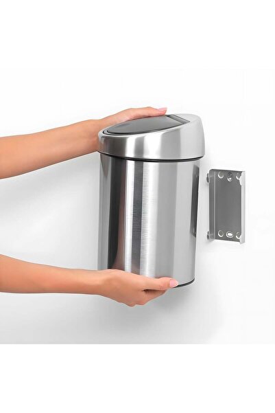 Brabantia Matt Steel Touch Wall Mounted Trash Can 3L