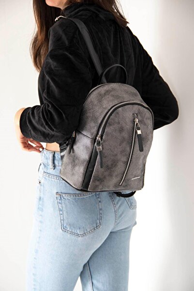 Silver Polo M.gümüş - Черна дамска раница Nv901