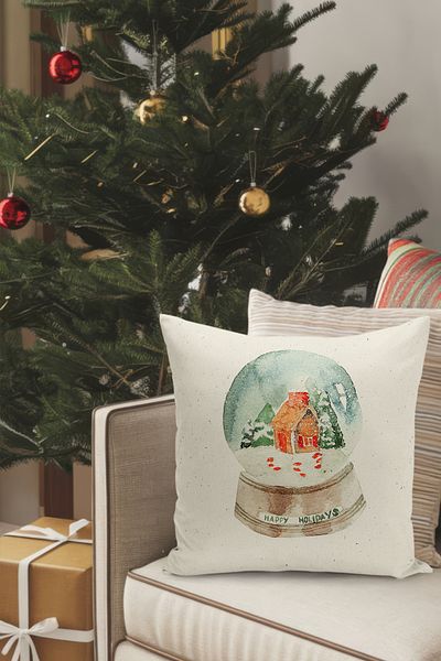 Filamente Christmas Themed Throw Pillow Cover / Christmas - Christmas Cushion Cover (Double-Sided Printed - Hidden Zipper)