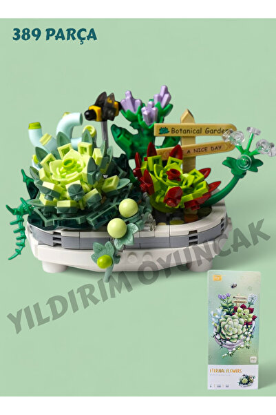 YILDIRIM OYUNCAK Micro Building Block Buildable Floral Celebration Gift 389 Pieces Potted Collectible Puzzle Set