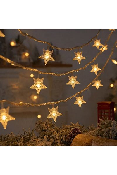 Coverzone 10 Meters Led Lighted 60's Star Light Chain Decorative Plug Lighting Home Decorations Ornament