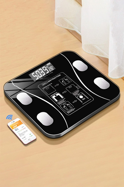 MAROKEN Elektronik Tartı Siyah Bluetoothlu Kilo Ölçme Aleti Dijital Baskül Ya...