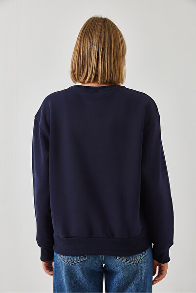 Bianco Lucci Dámská mikina s kulatým límečkem volného střihu Mbhs022 60601022