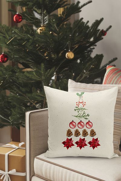 Filamente Christmas Themed Throw Pillow Cover / Christmas - Christmas Cushion Cover (Double-Sided Printed - Hidden Zipper)