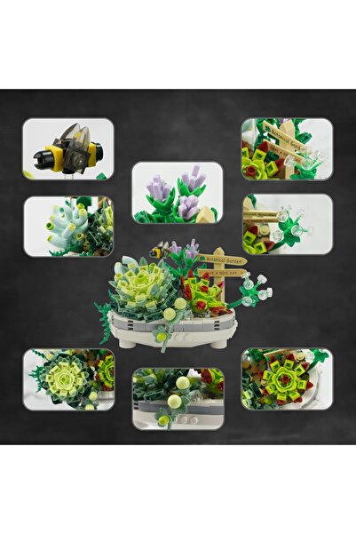 YILDIRIM OYUNCAK Micro Building Block Buildable Floral Celebration Gift 389 Pieces Potted Collectible Puzzle Set