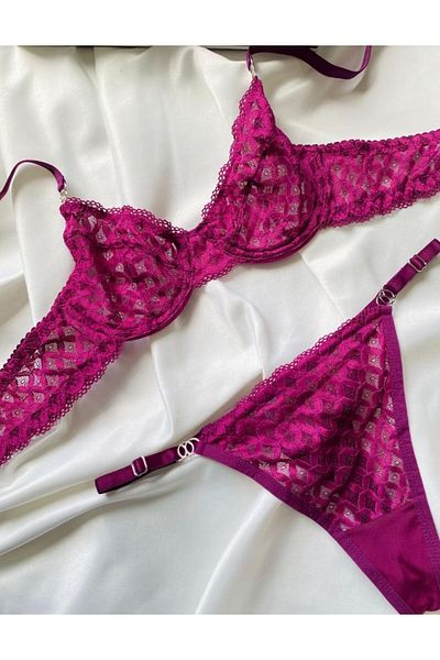 RUYAZ Purple Lace Underwire Women's Underwear Bra Set